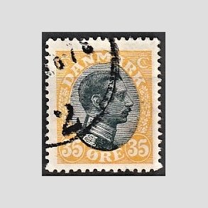 FRIMRKER DANMARK | 1918-20 - AFA 104 - Chr. X 35 re gul/sort - Stemplet