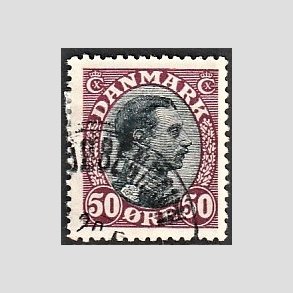 FRIMRKER DANMARK | 1918-20 - AFA 106 - Chr. X 50 re vinrd/sort - Stemplet