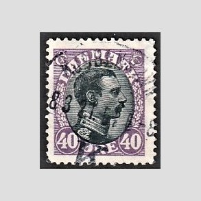FRIMRKER DANMARK | 1918-20 - AFA 105 - Chr. X 40 re lilla/sort - Stemplet