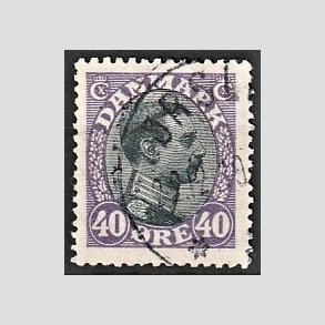 FRIMRKER DANMARK | 1918-20 - AFA 105 - Chr. X 40 re lilla/sort - Stemplet