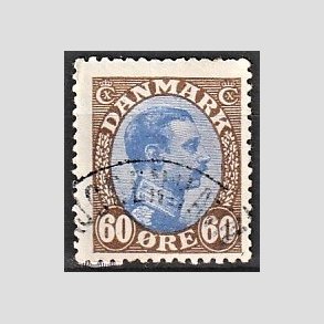 FRIMRKER DANMARK | 1918-20 - AFA 107a - Chr. X 60 re brun/ultramarin - Stemplet