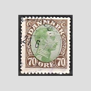 FRIMRKER DANMARK | 1918-20 - AFA 108 - Chr. X 70 re brun/grn - Stemplet
