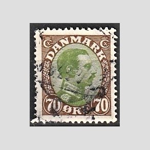 FRIMRKER DANMARK | 1918-20 - AFA 108 - Chr. X 70 re brun/grn - Stemplet