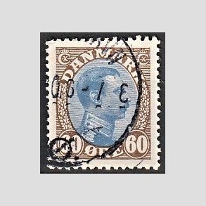 FRIMRKER DANMARK | 1918-20 - AFA 107 - Chr. X 60 re brun/bl - Stemplet