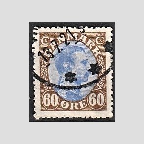 FRIMRKER DANMARK | 1918-20 - AFA 107a - Chr. X 60 re brun/ultramarin - Stemplet