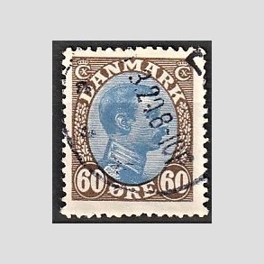 FRIMRKER DANMARK | 1918-20 - AFA 107 - Chr. X 60 re brun/bl - Stemplet