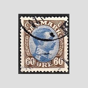 FRIMRKER DANMARK | 1918-20 - AFA 107a - Chr. X 60 re brun/ultramarin - Stemplet