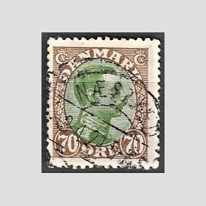 FRIMRKER DANMARK | 1918-20 - AFA 108 - Chr. X 70 re brun/grn - Stemplet