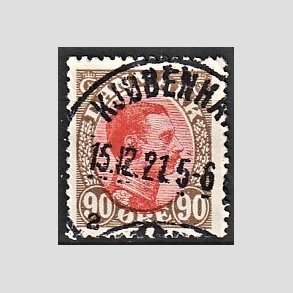 FRIMRKER DANMARK | 1918-20 - AFA 109 - Chr. X 90 re brun/rd - Stemplet
