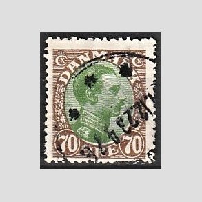 FRIMRKER DANMARK | 1918-20 - AFA 108 - Chr. X 70 re brun/grn - Stemplet