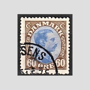 FRIMRKER DANMARK | 1918-20 - AFA 107a - Chr. X 60 re brun/ultramarin - Stemplet