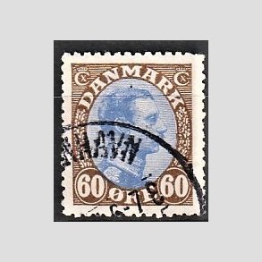 FRIMRKER DANMARK | 1918-20 - AFA 107a - Chr. X 60 re brun/ultramarin - Stemplet