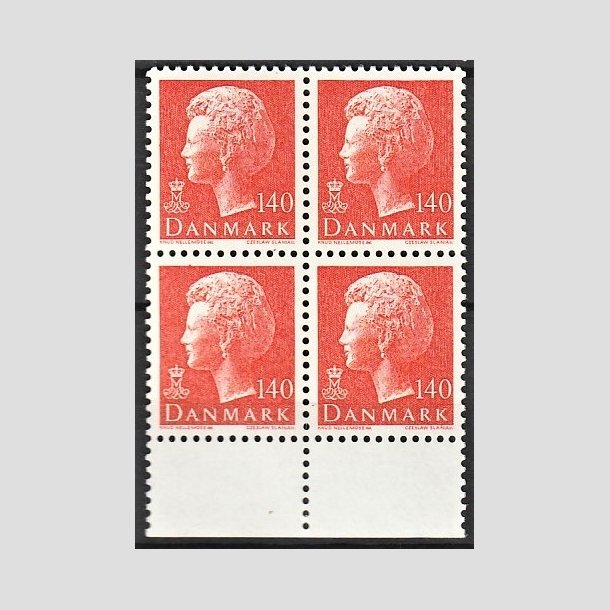 FRIMRKER DANMARK | 1980 - AFA 698 - Dronning Margrethe - 140 re orange i 4-blok - Postfrisk