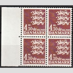 FRIMRKER DANMARK | 1980 - AFA 707 - Rigsvben 4,30 Kr. brun i 4-blok - Postfrisk