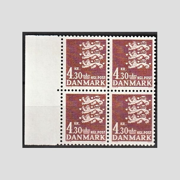 FRIMRKER DANMARK | 1980 - AFA 707 - Rigsvben 4,30 Kr. brun i 4-blok - Postfrisk