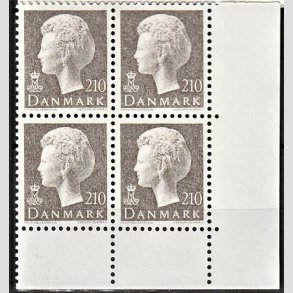 FRIMRKER DANMARK | 1980 - AFA 706 - Dronning Margrethe - 210 re gr i 4-blok - Postfrisk