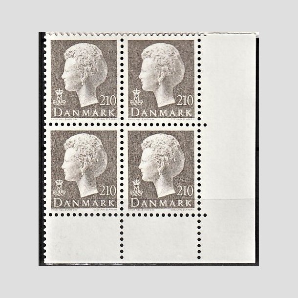 FRIMRKER DANMARK | 1980 - AFA 706 - Dronning Margrethe - 210 re gr i 4-blok - Postfrisk