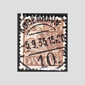 FRIM�RKER DANMARK | 1934 - AFA 214 - Karavel 25 �re brun Type I - Lux Stemplet 