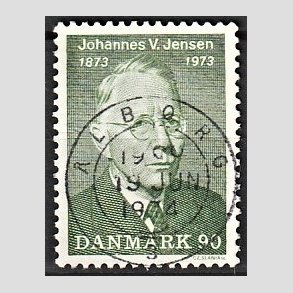 FRIM�RKER DANMARK | 1973 - AFA 542 - Johannes V. Jensen - 90 �re gr�n - Pragt Stemplet �lborg