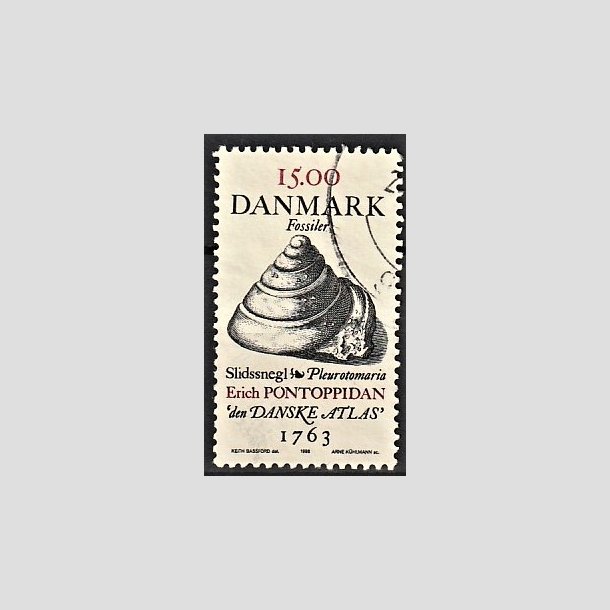 FRIMRKER DANMARK | 1998 - AFA 1194 - Fossiler - 15,00 Kr. Slidsnegl - Alm. god gennemsnitskvalitet - Stemplet (Photo eksempel)