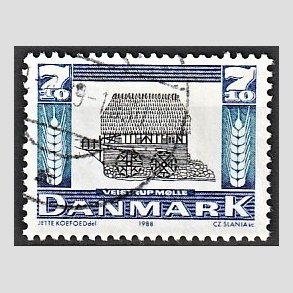 FRIMRKER DANMARK | 1988 - AFA 920 - Gamle mller - 7,10 Kr. mrbl/bl/sort - Alm. god gennemsnitskvalitet - Stemplet (Photo eksempel)