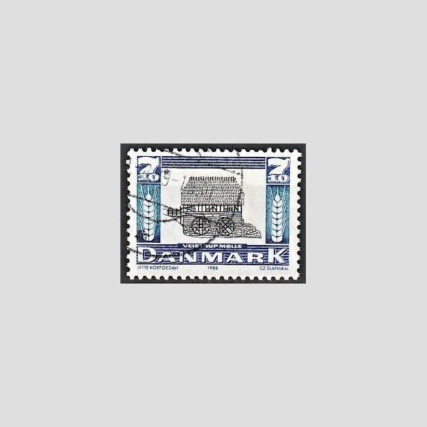 FRIMRKER DANMARK | 1988 - AFA 920 - Gamle mller - 7,10 Kr. mrbl/bl/sort - Alm. god gennemsnitskvalitet - Stemplet (Photo eksempel)