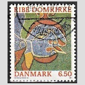 FRIMRKER DANMARK | 1987 - AFA 881 - Udsmykning, Ribe Domkirke - 6,50 Kr. flerfarvet - Alm. god gennemsnitskvalitet - Stemplet (Photo eksempel)