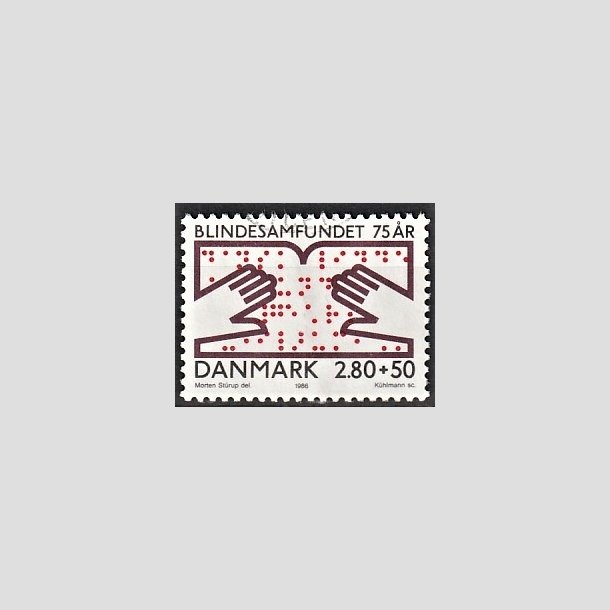 FRIMRKER DANMARK | 1986 - AFA 853 - Dansk Blindesamfund 75 r. - 2,80 Kr. + 50 re flerfarvet - Alm. god gennemsnitskvalitet - Stemplet (Photo eksempel)