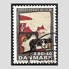 FRIMRKER DANMARK | 1985 - AFA 843 - Sindslidendes Vel 25 r. - 2,80 Kr. + 40 re flerfarvet - Alm. god gennemsnitskvalitet - Stemplet (Photo eksempel)