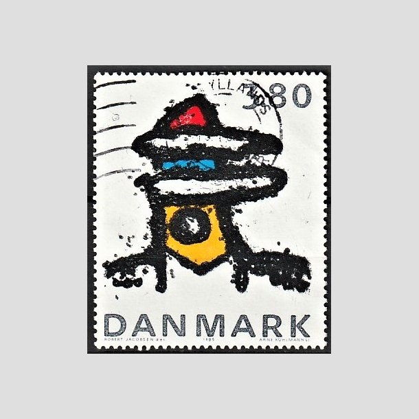 FRIMRKER DANMARK | 1985 - AFA 846 - Kunst af Robert Jacobsen - 3,80 Kr. flerfarvet - Alm. god gennemsnitskvalitet - Stemplet (Photo eksempel)