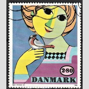 FRIMRKER DANMARK | 1986 - AFA 849 - Kunst af Bjrn Wiinblad - 2,80 Kr. flerfarvet - Alm. god gennemsnitskvalitet - Stemplet (Photo eksempel)