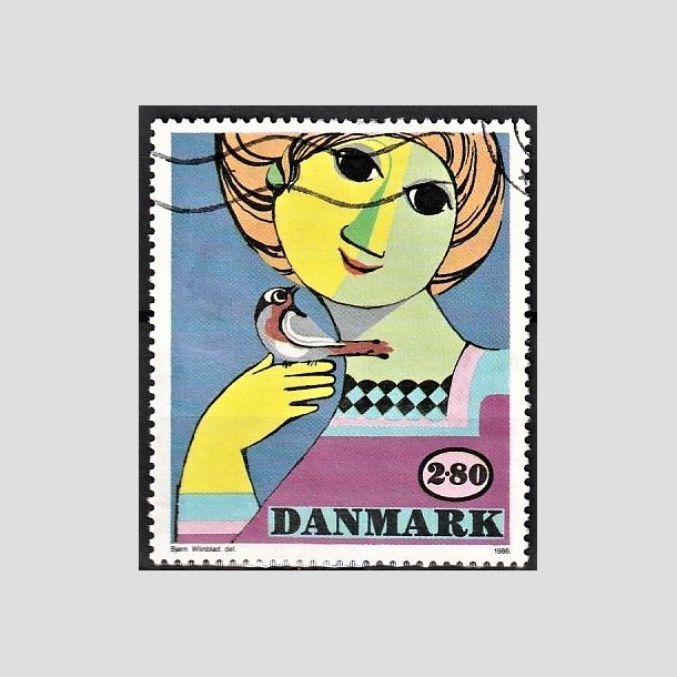 FRIMRKER DANMARK | 1986 - AFA 849 - Kunst af Bjrn Wiinblad - 2,80 Kr. flerfarvet - Alm. god gennemsnitskvalitet - Stemplet (Photo eksempel)