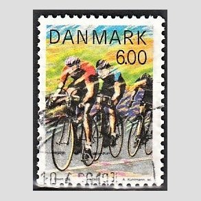 FRIMRKER DANMARK | 1985 - AFA 838 - Sport - 6,00 Kr. flerfarvet - Alm. god gennemsnitskvalitet - Stemplet (Photo eksempel)