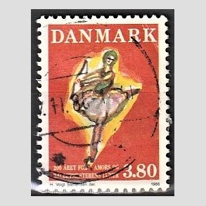FRIMRKER DANMARK | 1986 - AFA 873 - Amors og Balletmesterens Luner - 3,80 Kr. flerfarvet - Alm. god gennemsnitskvalitet - Stemplet (Photo eksempel)