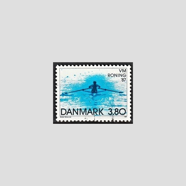 FRIMRKER DANMARK | 1987 - AFA 887 - WM i roning p Bagsvrd s - 3,80 Kr. bl - Alm. god gennemsnitskvalitet - Stemplet (Photo eksempel)