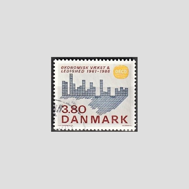 FRIMRKER DANMARK | 1986 - AFA 875 - 25 ret for oprettelsen af OECD - 3,80 Kr. flerfarvet - Alm. god gennemsnitskvalitet - Stemplet (Photo eksempel)