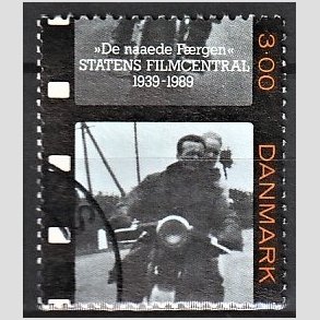 FRIMRKER DANMARK | 1989 - AFA 946 - Dansk film - 3,00 Kr. sort/orange/bllig - Alm. god gennemsnitskvalitet - Stemplet (Photo eksempel)
