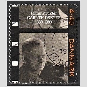 FRIMRKER DANMARK | 1989 - AFA 948 - Dansk film - 4,40 Kr. sort/orange/brunlig - Alm. god gennemsnitskvalitet - Stemplet (Photo eksempel)