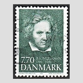 FRIMRKER DANMARK | 1989 - AFA 945 - B. S. Ingemann - 7,70 Kr. grn - Alm. god gennemsnitskvalitet - Stemplet (Photo eksempel)
