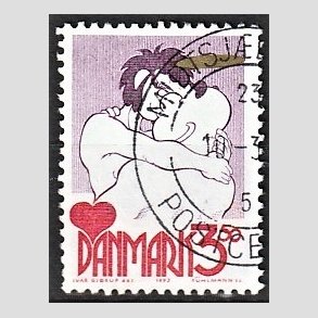 FRIMRKER DANMARK | 1992 - AFA 1028 - Danske tegneseriefigurer - 3,50 Kr. rd/gul - Alm. god gennemsnitskvalitet - Stemplet (Photo eksempel)