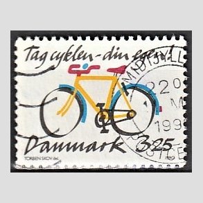 FRIMRKER DANMARK | 1990 - AFA 980 - Aktuelle emner - 3,25 Kr. flerfarvet - Alm. god gennemsnitskvalitet - Stemplet (Photo eksempel)