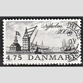 FRIMRKER DANMARK | 1990 - AFA 963 - Nyholm 300 r. - 4,75 Kr. sort - Alm. god gennemsnitskvalitet - Stemplet (Photo eksempel)
