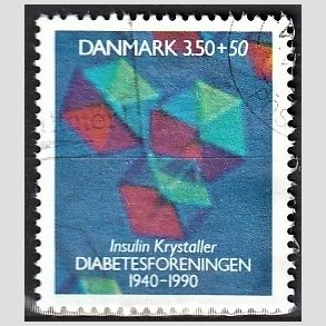 FRIMRKER DANMARK | 1990 - AFA 977 - Diabetesforeningen - 3,50 Kr. + 50 re flerfarvet - Alm. god gennemsnitskvalitet - Stemplet (Photo eksempel)