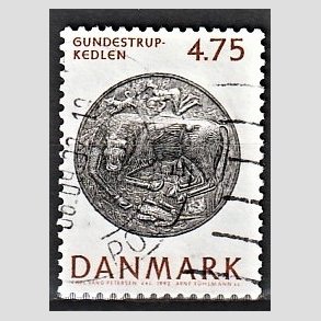 FRIMRKER DANMARK | 1992 - AFA 1009 - Nationalmuseets samlinger - 4,75 Kr. rd/sort - Alm. god gennemsnitskvalitet - Stemplet (Photo eksempel)