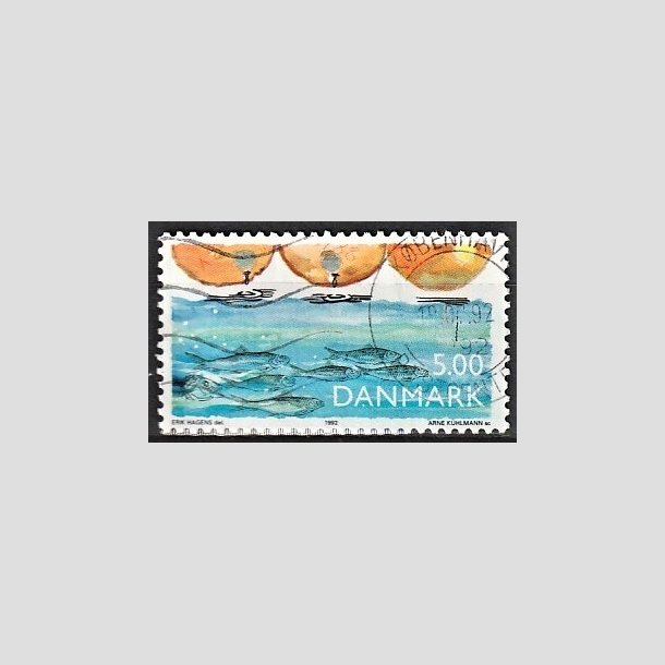 FRIMRKER DANMARK | 1992 - AFA 1021 - Natur, milj og udvikling - 5,00 Kr. flervarvet - Alm. god gennemsnitskvalitet - Stemplet (Photo eksempel)