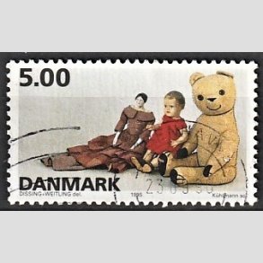 FRIMRKER DANMARK | 1995 - AFA 1104 - Dansk legetj - 5,00 Kr. flerfarvet - Alm. god gennemsnitskvalitet - Stemplet (Photo eksempel)
