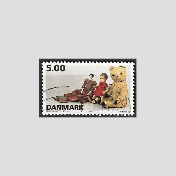 FRIMRKER DANMARK | 1995 - AFA 1104 - Dansk legetj - 5,00 Kr. flerfarvet - Alm. god gennemsnitskvalitet - Stemplet (Photo eksempel)