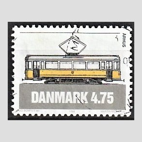 FRIMRKER DANMARK | 1994 - AFA 1071 - Sporvogne - 4,75 Kr. flerfarvet - Alm. god gennemsnitskvalitet - Stemplet (Photo eksempel)