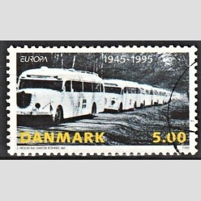 FRIMRKER DANMARK | 1995 - AFA 1092 - 50 ret for befrielsen - 5,00 Kr. flerfarvet - Alm. god gennemsnitskvalitet - Stemplet (Photo eksempel)