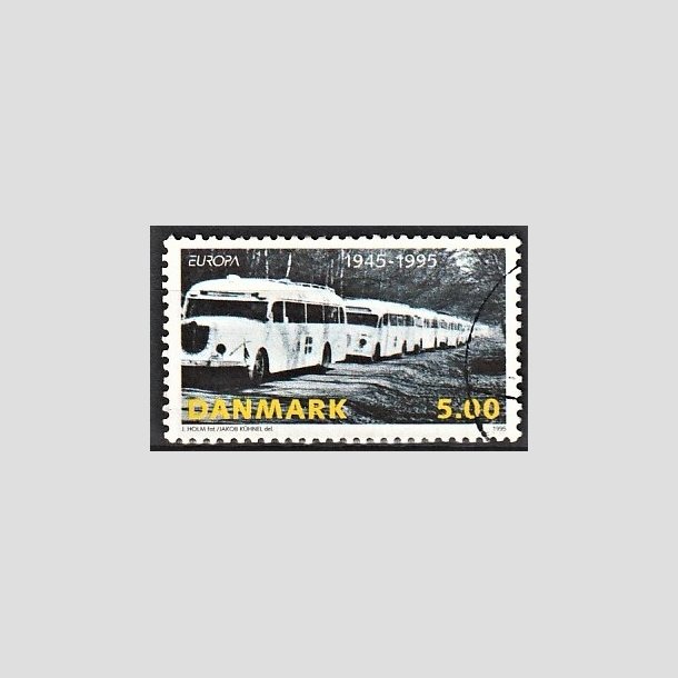 FRIMRKER DANMARK | 1995 - AFA 1092 - 50 ret for befrielsen - 5,00 Kr. flerfarvet - Alm. god gennemsnitskvalitet - Stemplet (Photo eksempel)